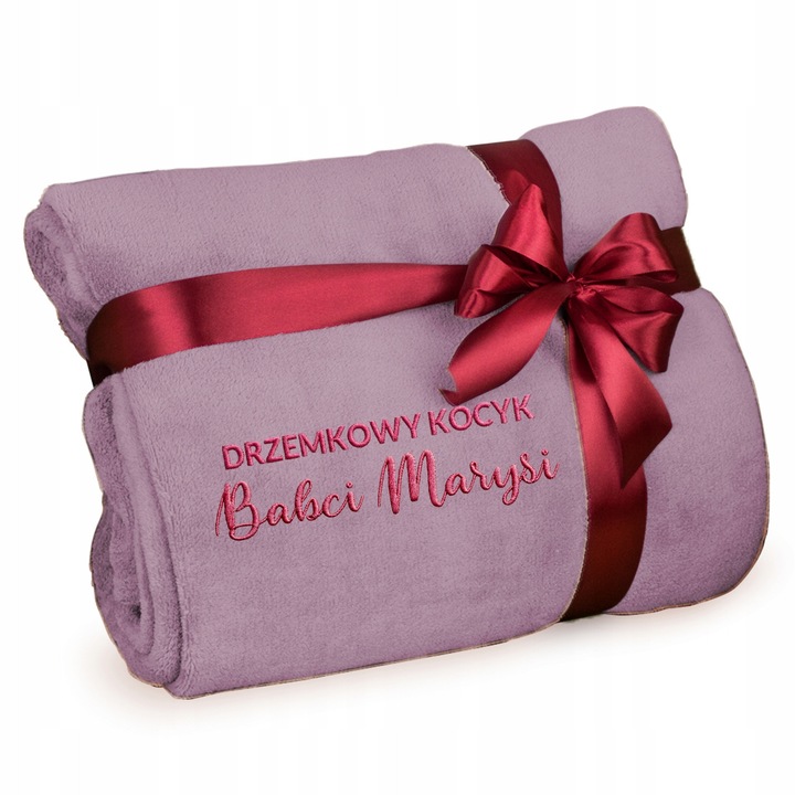 Rózsaszín takaró hímzéssel, 220x200cm, mikroszálas, ajándék szett nagymama születésnapjára