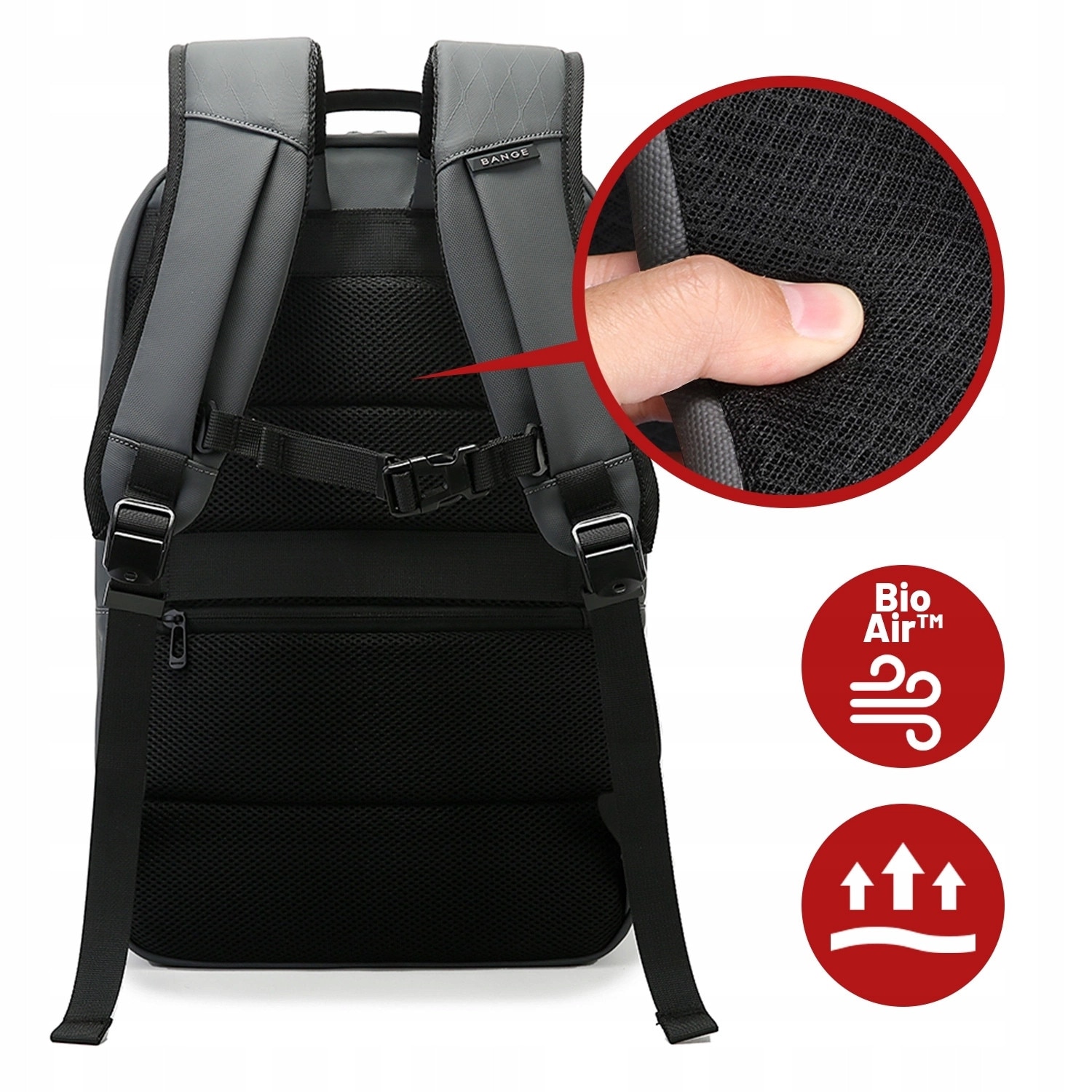 Plecak laptop Bange 20-40 l, gri, pentru laptopuri de pana la 15.6 inch