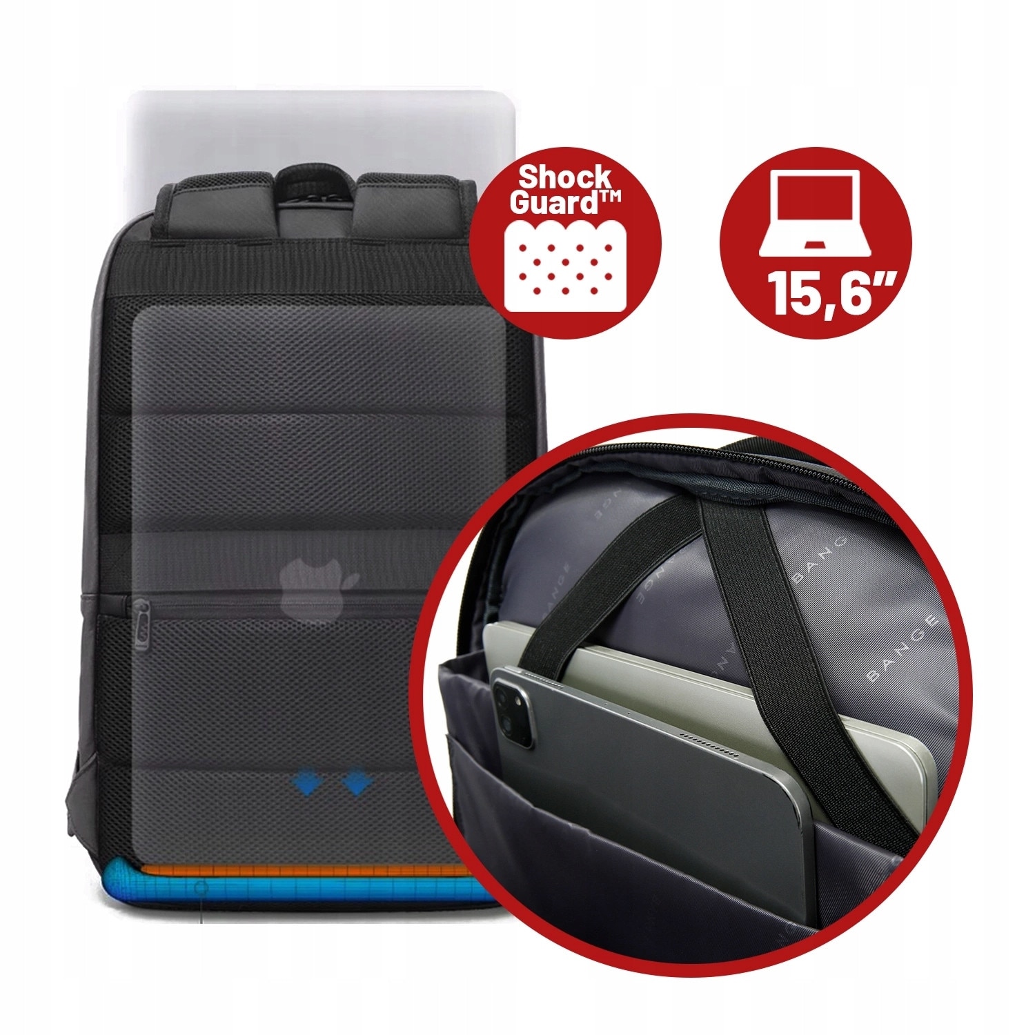 Plecak laptop Bange 20-40 l, gri, pentru laptopuri de pana la 15.6 inch
