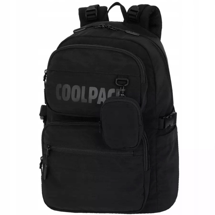 Coolpack Lark hátizsák, 18", fekete, 45x31x17cm, laptop rekesszel, megerősített háttal, párnázott vállpántokkal