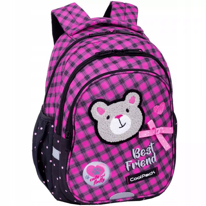 Plecak scolar CoolPack Jerry, 15", 2 compartimente, negru, roz, multicolor, 39x28x15cm
