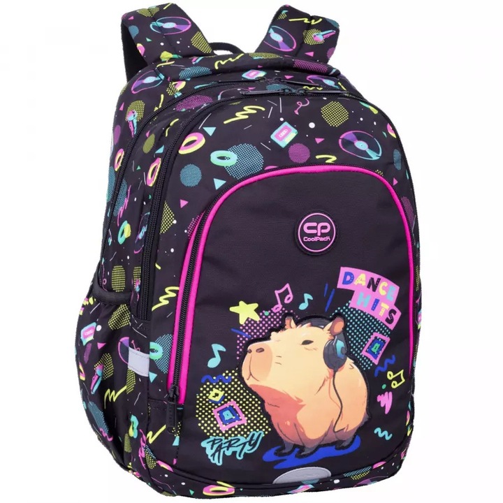 Ghiozdan scolar CoolPack Prime Pro, 2 compartimente, negru, 41x31x15cm