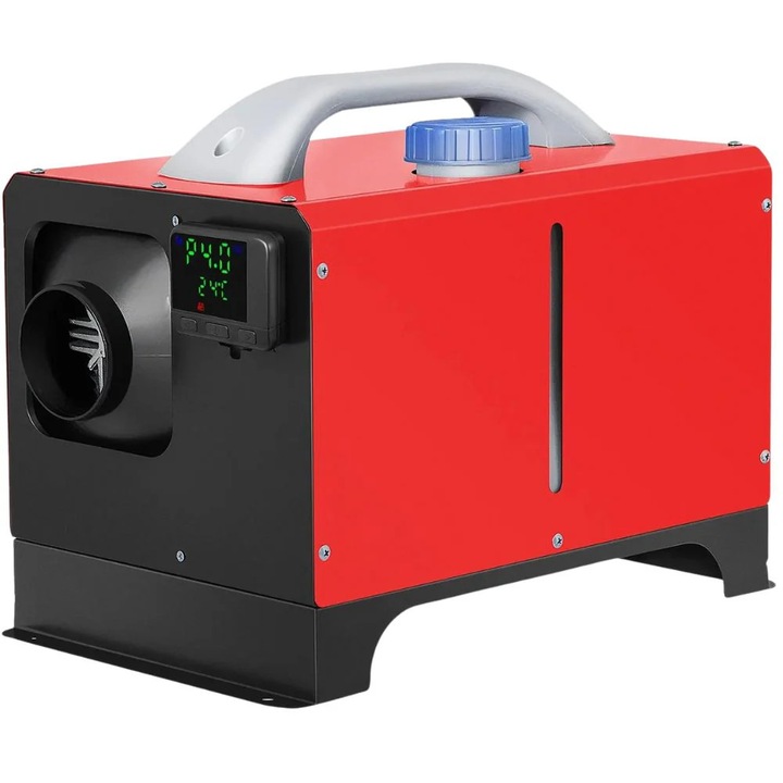 8KW 12V dízel légmelegítő, fekete, LCD monitorral és távirányítóval