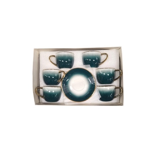 Set 3 cesti de cafea cu 3 farfurioare in 3 nuante de maro cu text
