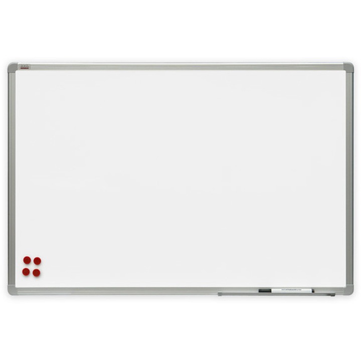 Суха бяла дъска-магнитна officeBoard, 200x100см, със стойка за маркери, 3 магнита, вертикален/хоризонтален монтаж