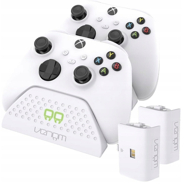 Statie de incarcare dubla pentru gamepad-uri Xbox One, Series S, Series X, 2 acumulatori, Venom