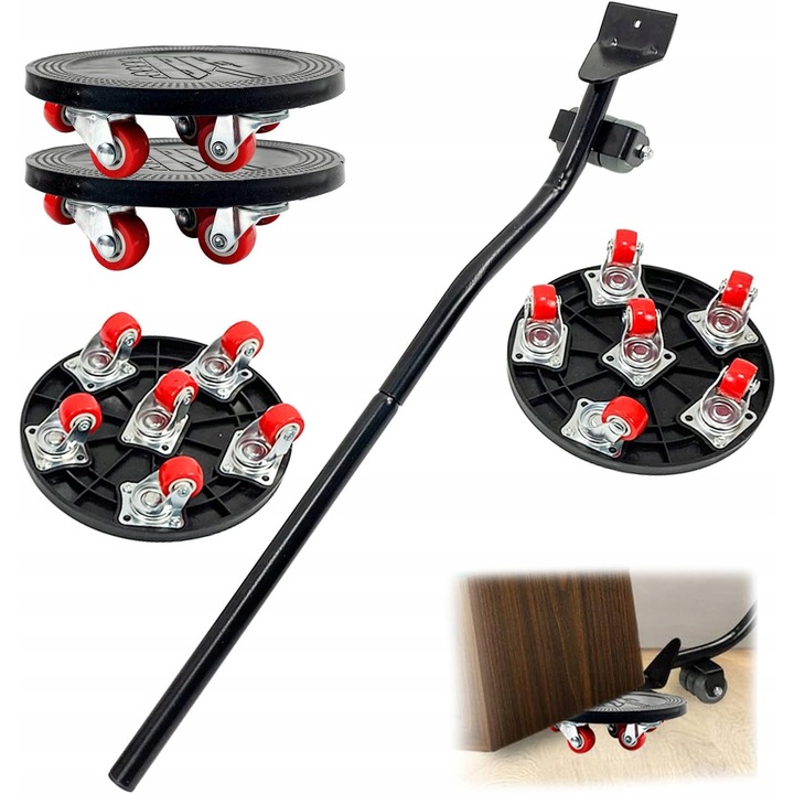 Set pentru transportul si ridicarea mobilei, 6 roti, capacitate 400 kg, 34x62cm