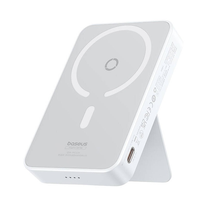 Baterie Externa 5000 mAh Model P10064101223-00 1 Porturi USB USB-C 20W Cablu Inclus Alb Baseus