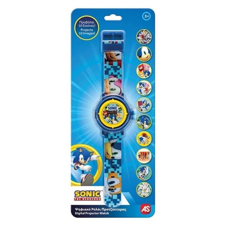 Ceas digital de mana cu proiector pentru copii, Sonic, Multicolor