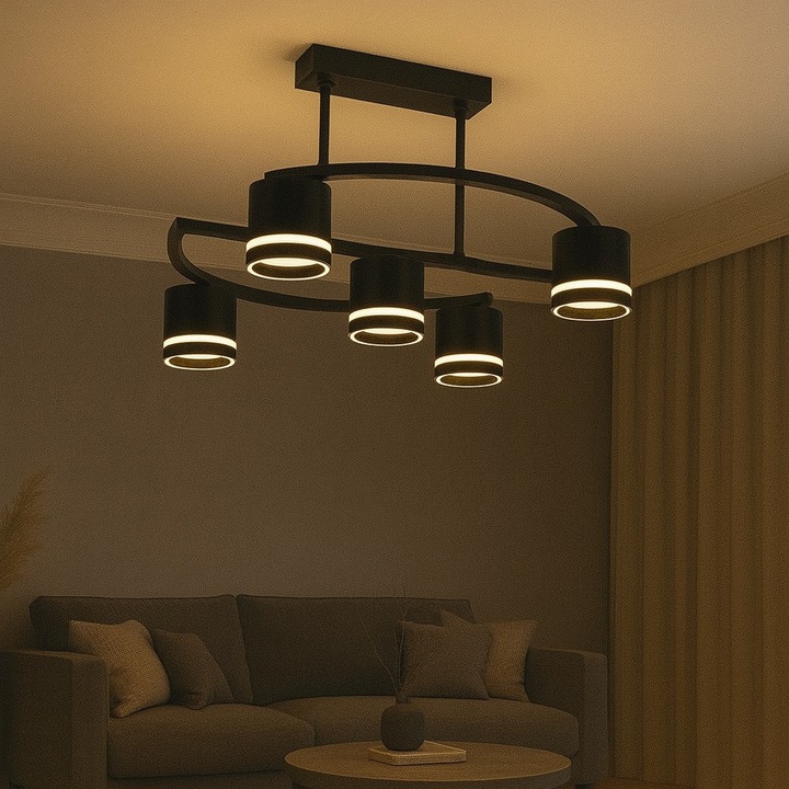 Лустра RFAN, Модел R9172/4+1, 5 x патрон GX53, Черен