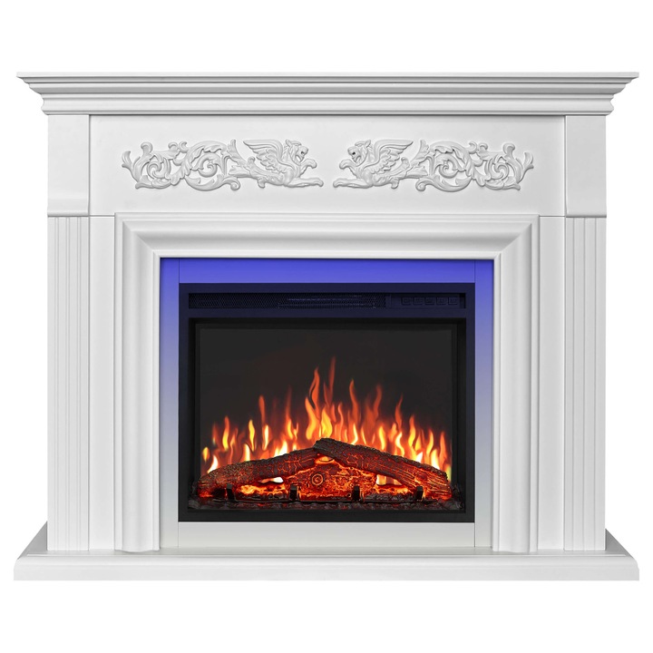 Semineu electric ArtiFlame Monferrato AF24 alb cu iluminare LED