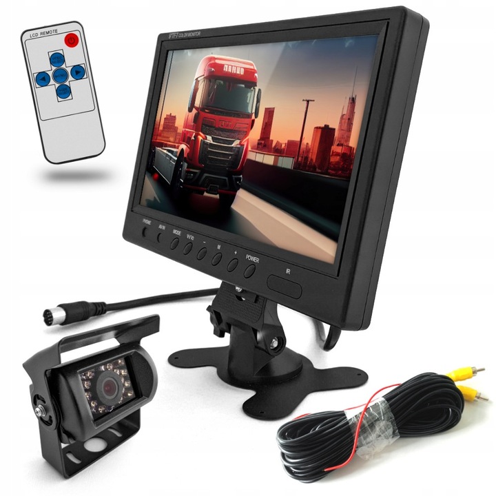 Set monitor 9", camera de marsarier, GOMEDIA, 10m cablu, 18 diode IR, 12/24V, 230x150mm