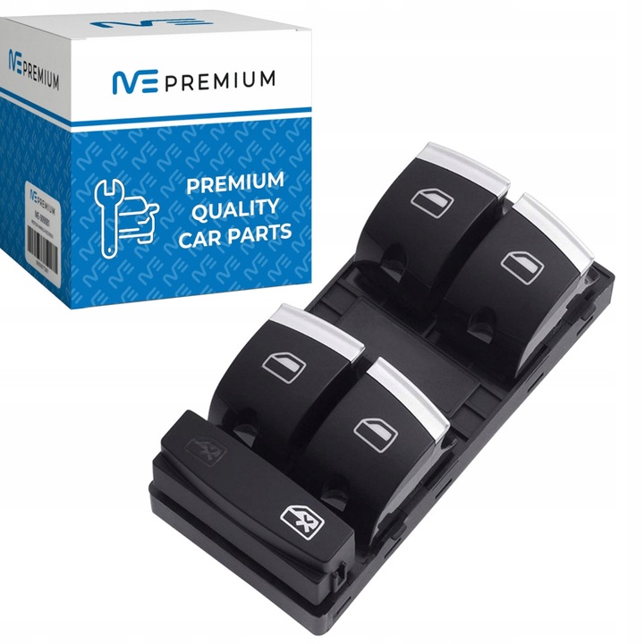 Elektromos ablakemelő kapcsoló Audi A3 8P/Q7, ME Premium, 10 tűs, króm, 2003-2015