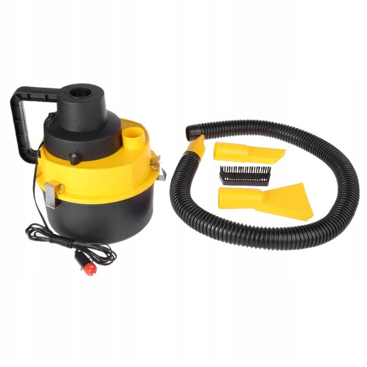Aspirator auto 12V, 100W, galben, set cu 3 duze, 22x22x25cm