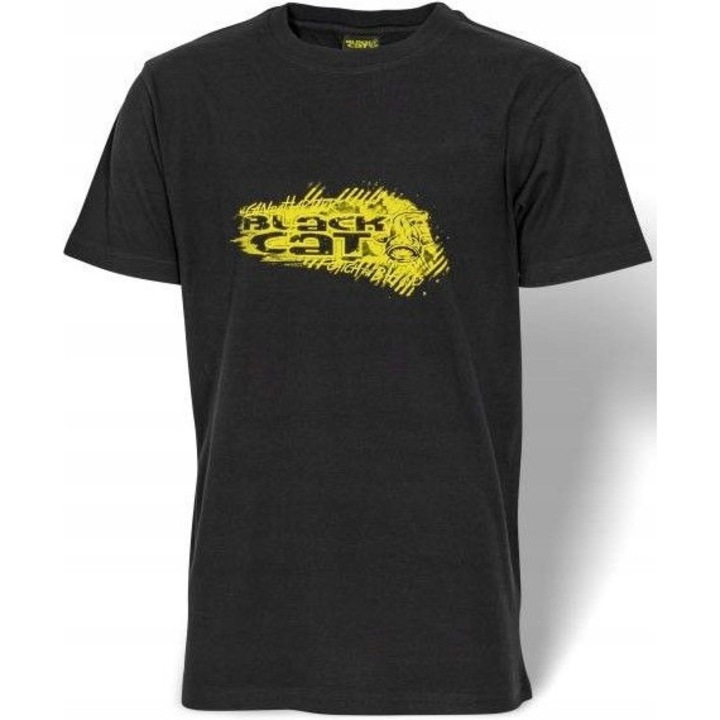 Tricou pescuit dama Black Cat, bumbac, negru/galben, 3XL INTL