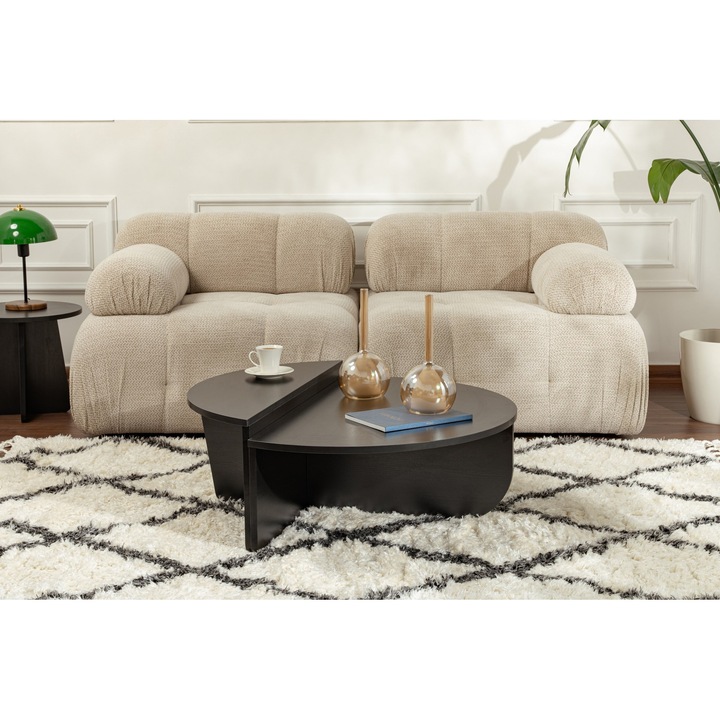 Masa de cafea, Woody Fashion, 100% placaj melaminat, 90x30x60cm, neagra, set 1 bucata