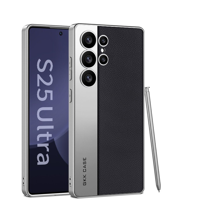 Samsung Galaxy S25 Ultra tok, Agora, kéttónusú, ökológiai bőr, fekete, vékony