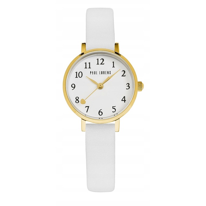 Ceas de mana pentru copii Paul Lorens PL14641A-3C2-2, alb, curea din piele, set cu cutie de cadou