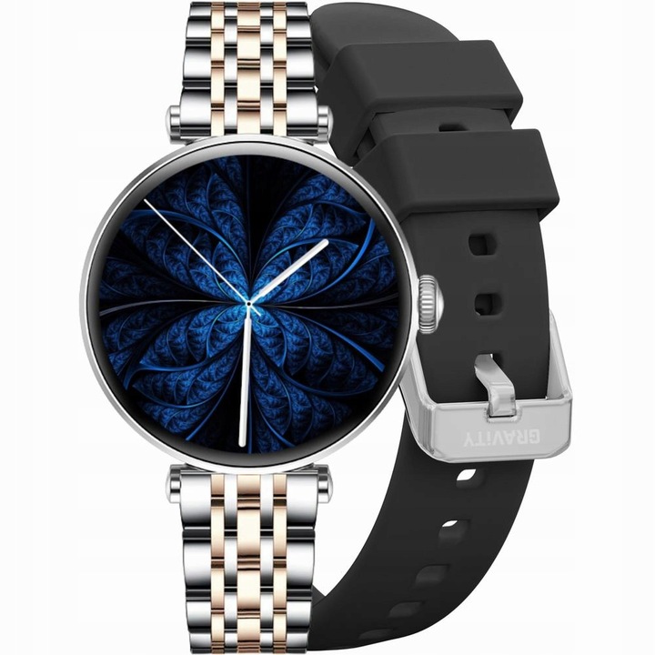 Smartwatch Gravity GT26-5, cu bratara suplimentara, negru/argintiu