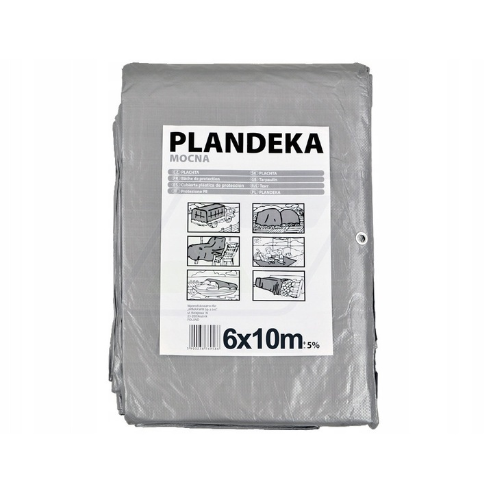 Prelata Wimar 110 g/m2, 6x10m, argintie, rezistenta la apa si inghet