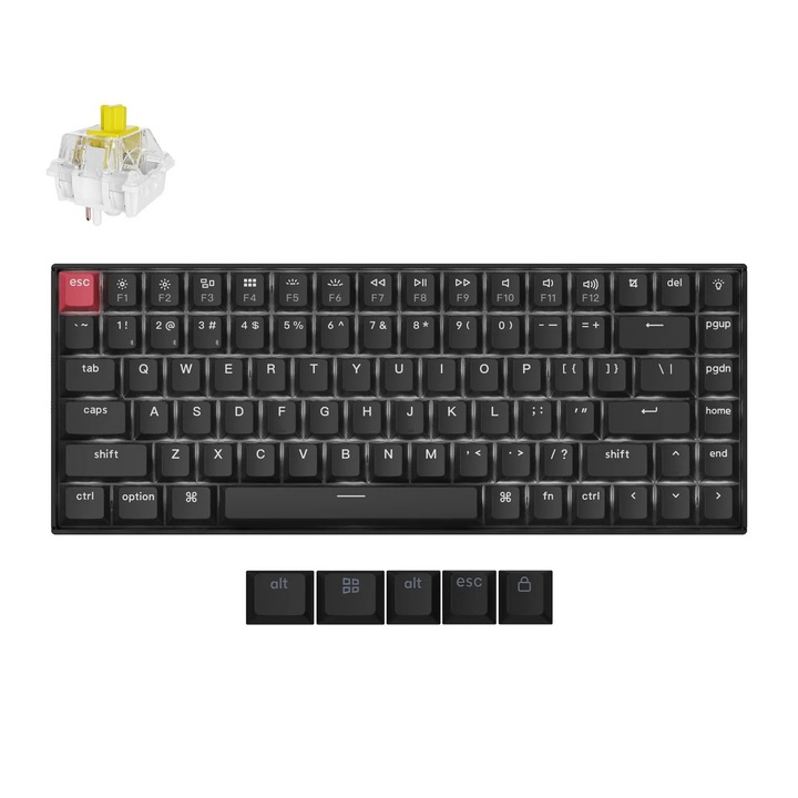 Tastatura Gaming Mecanica Keychron K2 V3, Super Switch Banana - Tactile, Alb LED, QMK Launcher, Bluetooth 5.2, taste PBT double-shot, 75% layout US, K2X-A4, negru
