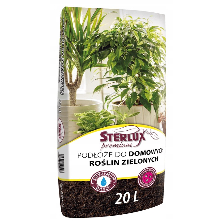 Pamant pentru plante verzi, Agaris, Premium 20L, pe baza de turba, contine ingrasamant NPK