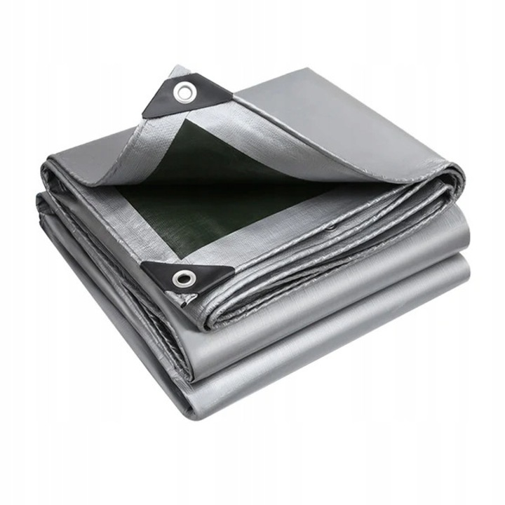 Prelata 6x6m 260g Srebrna-Czarna, rezistenta la apa si UV, cu margini intarite, set