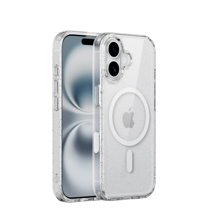 Carcasa telefon Cellara Crystal Shine, transparentă, flexibilă TPU și plastic dur, compatibilă MagSafe, iPhone 17