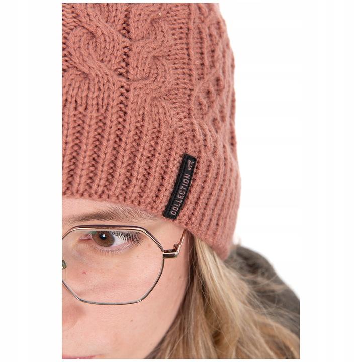 Дамска плетена шапка Fox с помпон зелен, универсален размер
