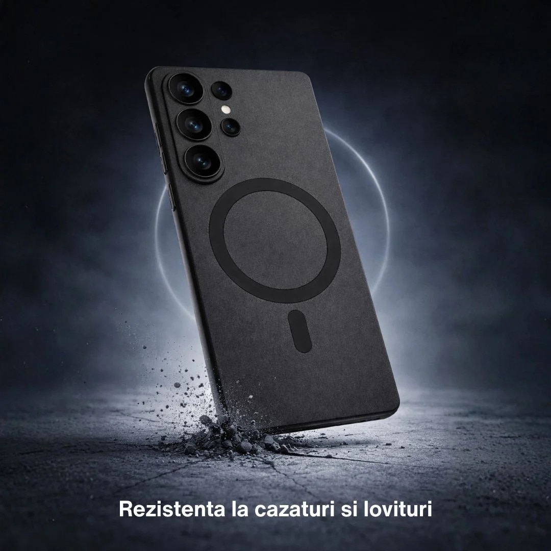 Husa pentru telefon, silicon, neagră mată, pentru Samsung Galaxy S26 Ultra, cu inel magnetic și protecții pentru camere
