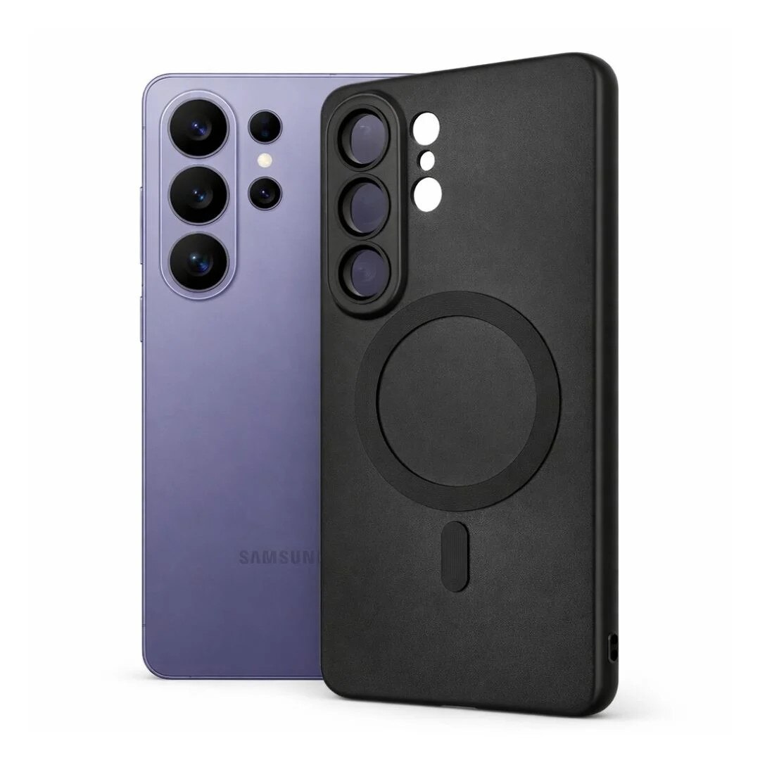 Husa pentru telefon, silicon, neagră mată, pentru Samsung Galaxy S26 Ultra, cu inel magnetic și protecții pentru camere