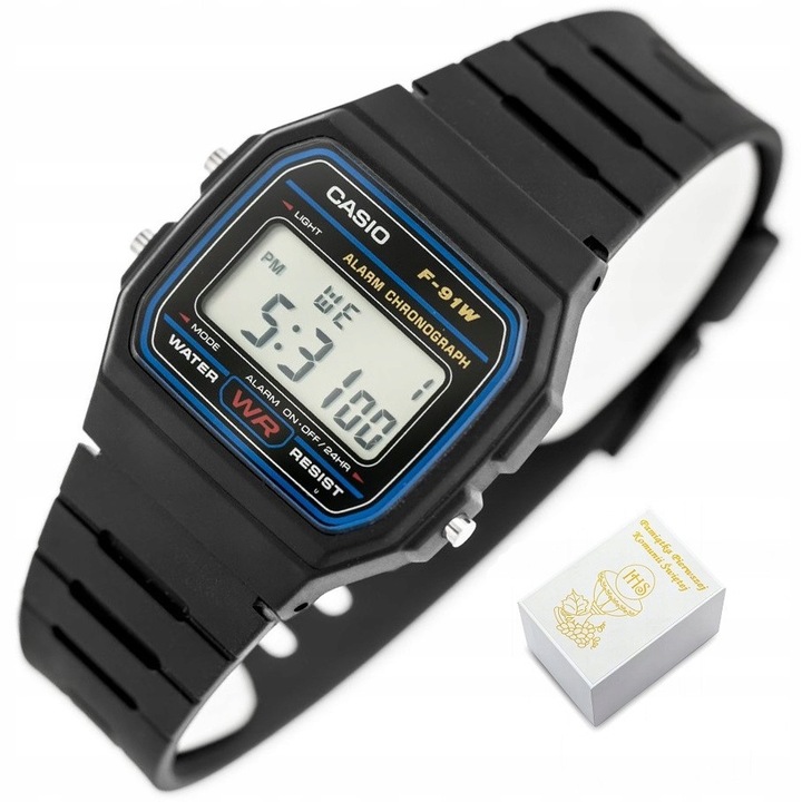 Ceas pentru baieti Casio, model ZD086, digital, negru, 34x34mm, set cu cutie de cadou si grawer personalizat