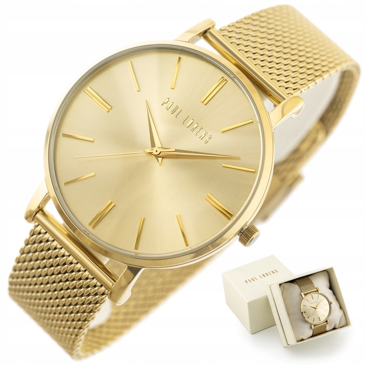 Ceas dama Paul Lorens ZG505C, bratara mesh, aurie, 42x6.5mm, set cadou