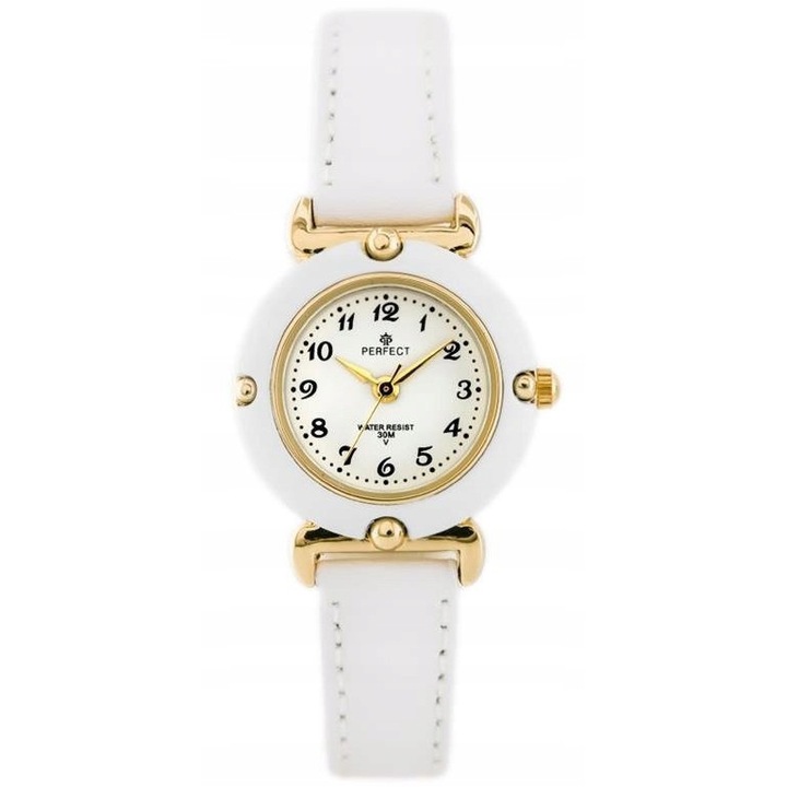 Ceas pentru copii Perfect, model zp811, alb, 26x34mm, cu bratara din metal, rezistent la apa 3ATM, grawer personalizat disponibil