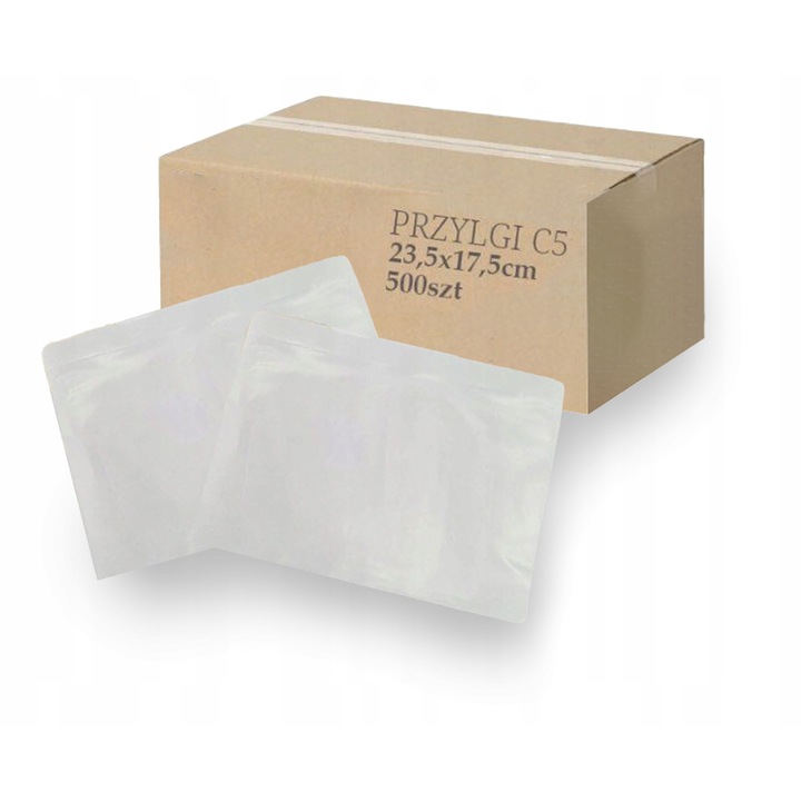 Fólia C5 átlátszó borítékok, 500 darabos készlet, öntapadós, nedvességálló