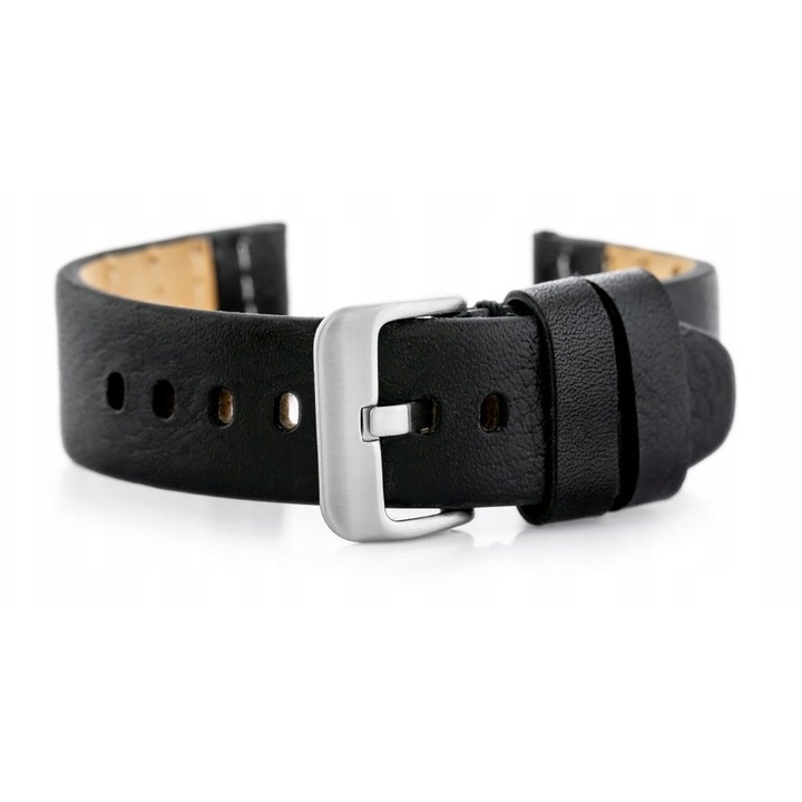 PERFECT bőr óraszíj, 24mm, fekete, hossz 18,8cm