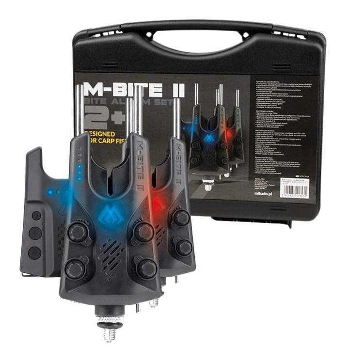 Mikado M-Bite II horgász kapásjelző szett, 2 jelző, központ, 6 szín, 220 m hatótáv
