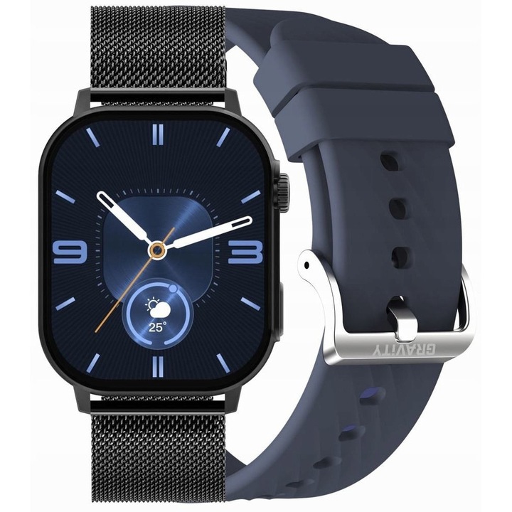Smartwatch Gravity GT15-12, 46mm x 40mm, negru/bleumarin