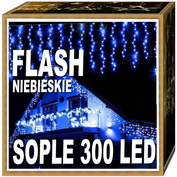 Светеща завеса 300 LED, 12м, бяла, бяла изолация, дължина на кабела 30x50x70см, комплект