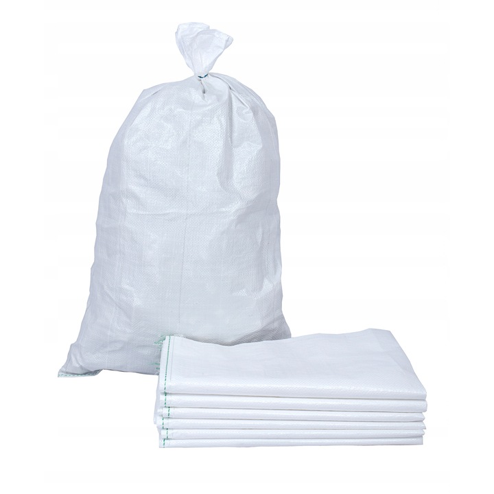 Sac polipropilenic alb 50x85cm, capacitate 25kg, set 100 bucati