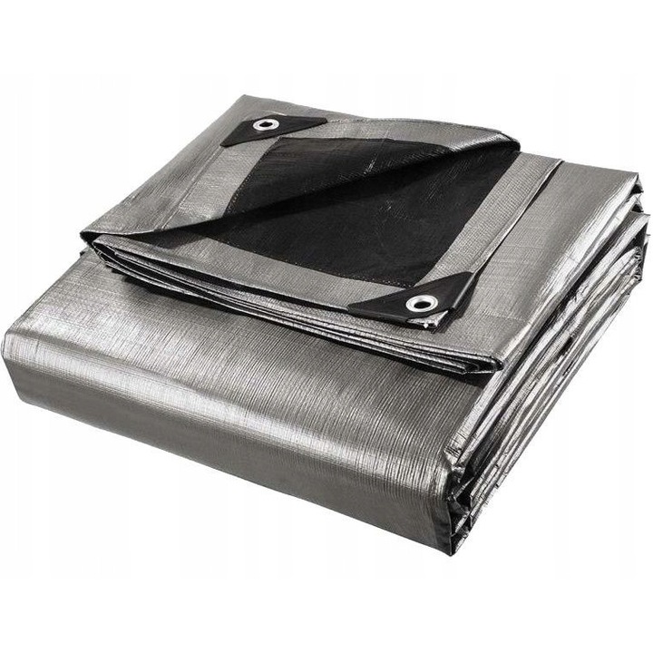 Prelata , 5x6m, 260g/m2, impermeabila, rezistenta la UV, argintie