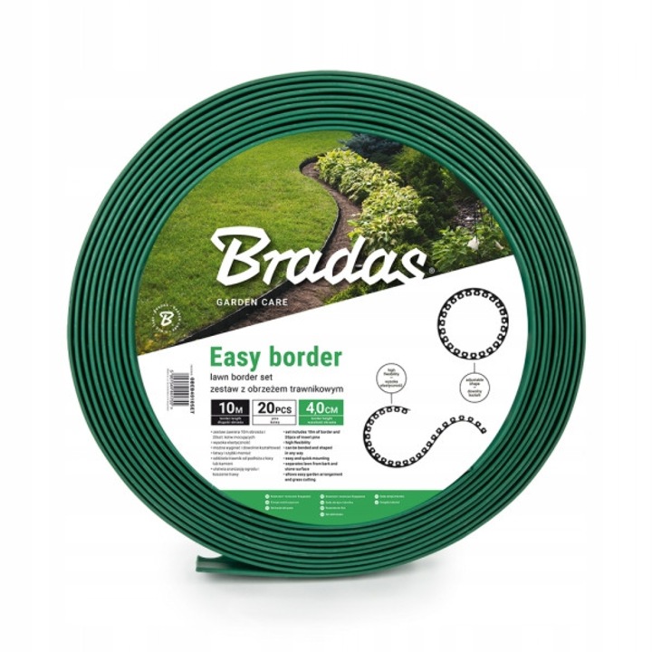 Set obraje de gazon Bradas, 10m, 38/40mm, verde, montare cu 20 ancore