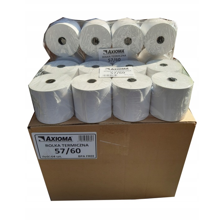 Rola termica 57x60m, 64 bucati, hartie fara pulbere, BPA free