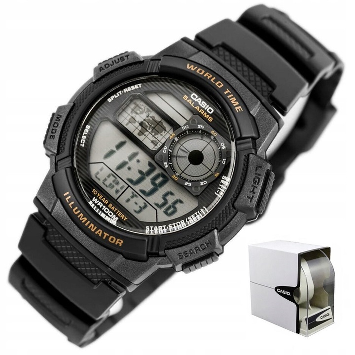 Детски часовник Casio, модел zd073, 10ATM, пластмасова каишка, многоцветен, 43x43x12mm, комплект с кутия и гравиране