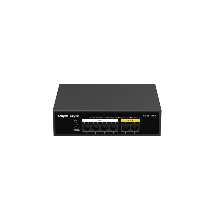 Switch PoE 4 porturi RG-ES106F-P, 4x PoE+, 2x uplink, 166x132,6x43mm, 0,96kg