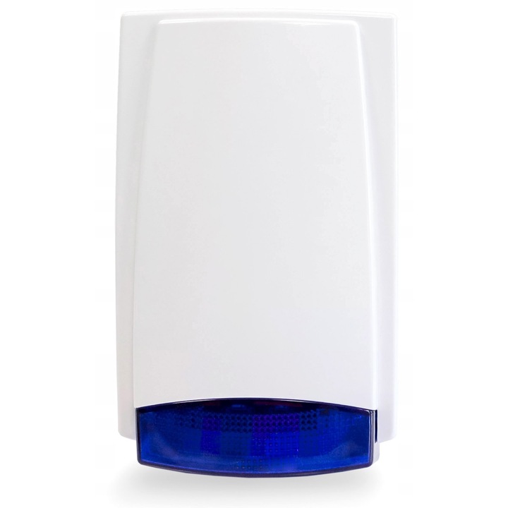 Sirena exterioara Paradox MR300BL, alb, 250x155x67mm, LED-uri albastre, fara acumulator