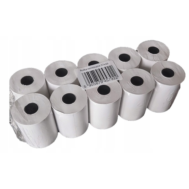Rolki termice 57x25mm, 10 bucati, EUREKA, fara Bisfenol-A, pentru case de marcat si terminale de plata