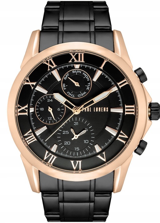 Ceas barbatesc Paul Lorens PL3844B2-1A4, mecanism quartz, carcasa din otel cu finisaj cu rezistenta crescuta, bratara ajustabila, culoare cupru, negru