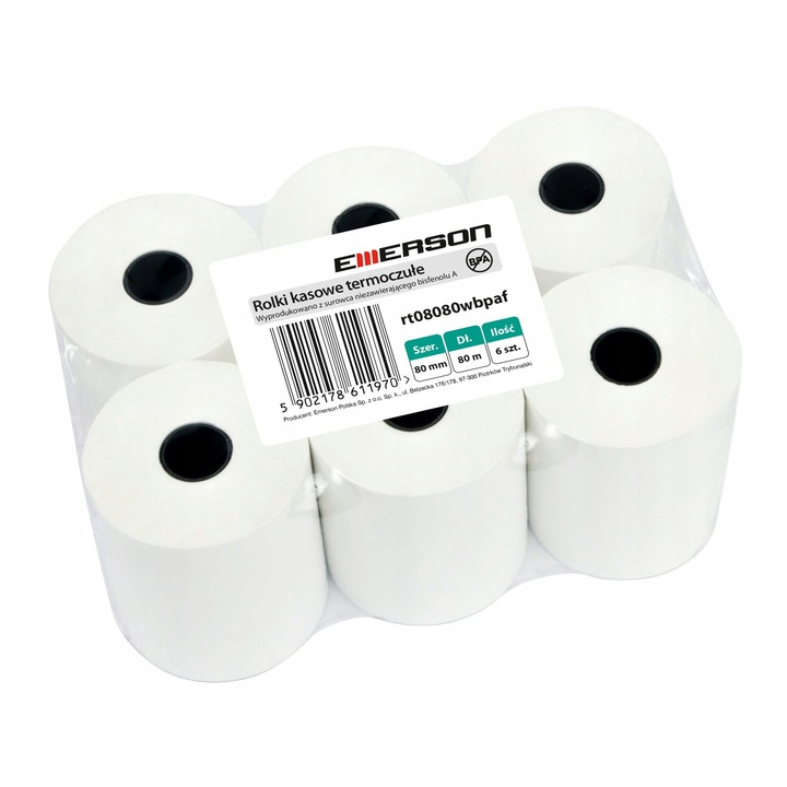 Rolka termica 80mmx80m set 6 bucati, alb, Emerson