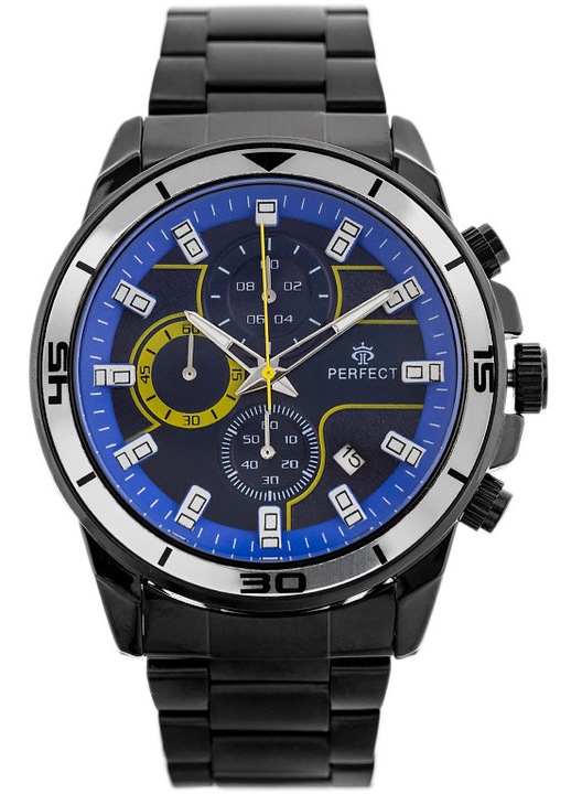 Ceas barbatesc Perfect zp356f, mecanism Miyota, cronograf, culoare neagra, dimensiuni 46x52x11mm, set cu cutie si geanta de cadou, grawer personalizat.